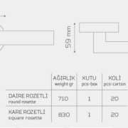 ÇANAKKALE-KK29 Rozetli Kapı Kolu